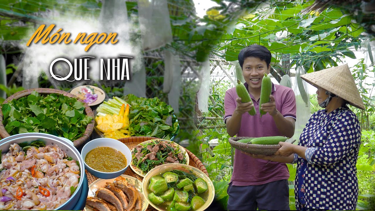 Mâm cơm toàn món ngon dân dã cây nhà lá vườn